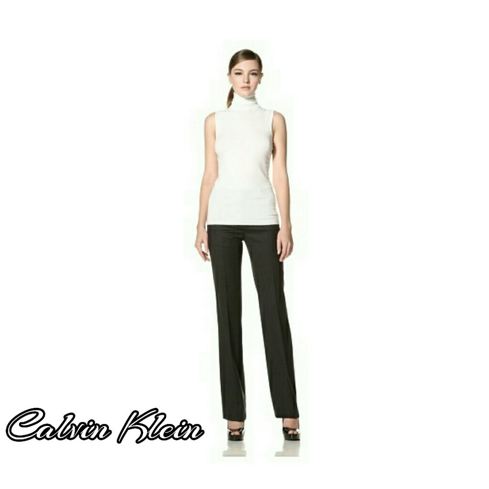 Calvin Klein Size Med White Sleeveless Turtleneck